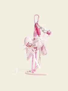 Cute Heart Bag Charm Keychain for Girls, Adorable Small Flower Backpack Pendant DIY Hanging Rope Gift, Fashion Accessory, Cute Soft Keychains