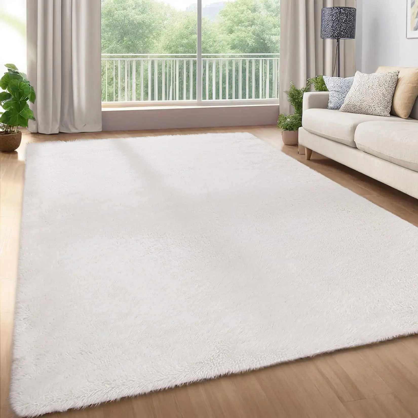 Oversized Shag Area Rug, Extra Large Plush Faux Fur Carpet for Living Room Family Room, Non-Slip Furry Floor Mat with Grip Backing, Thick Shaggy Accent Rug for Indoor Home Decor