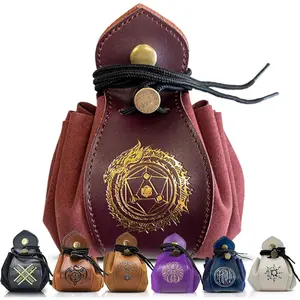 Genuine Leather Foil Stamped RPG Bag Holds 70 Dice Fits Coins Timeless Style Great for DMs and RPG Players