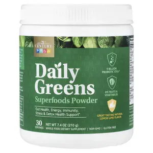 21st Century Daily Greens Superfoods Powder, Lemon Lime, 7.4 oz (210 g)
