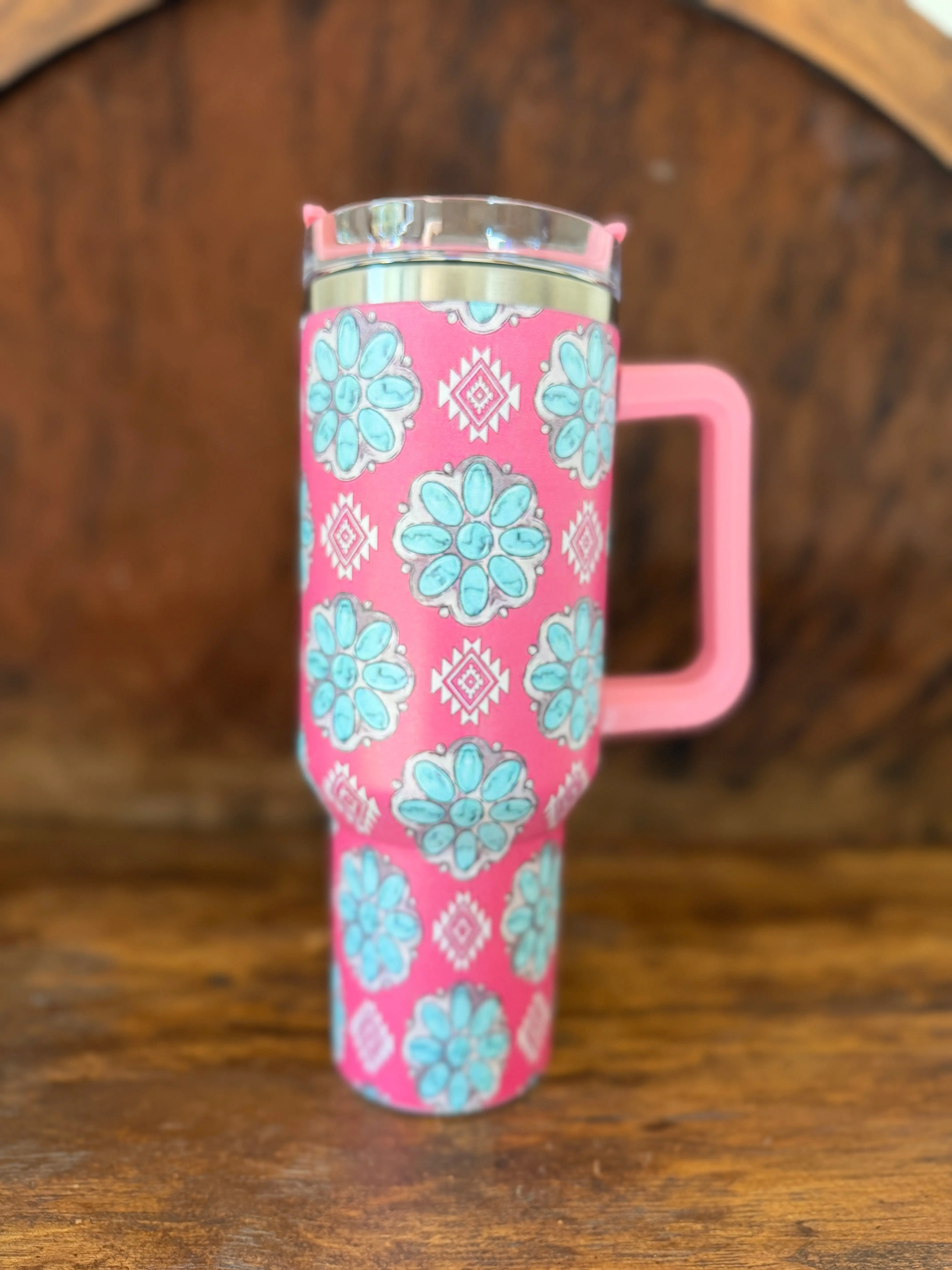 Pretty in Pink Turquoise Concho 40oz Insulated Tumbler