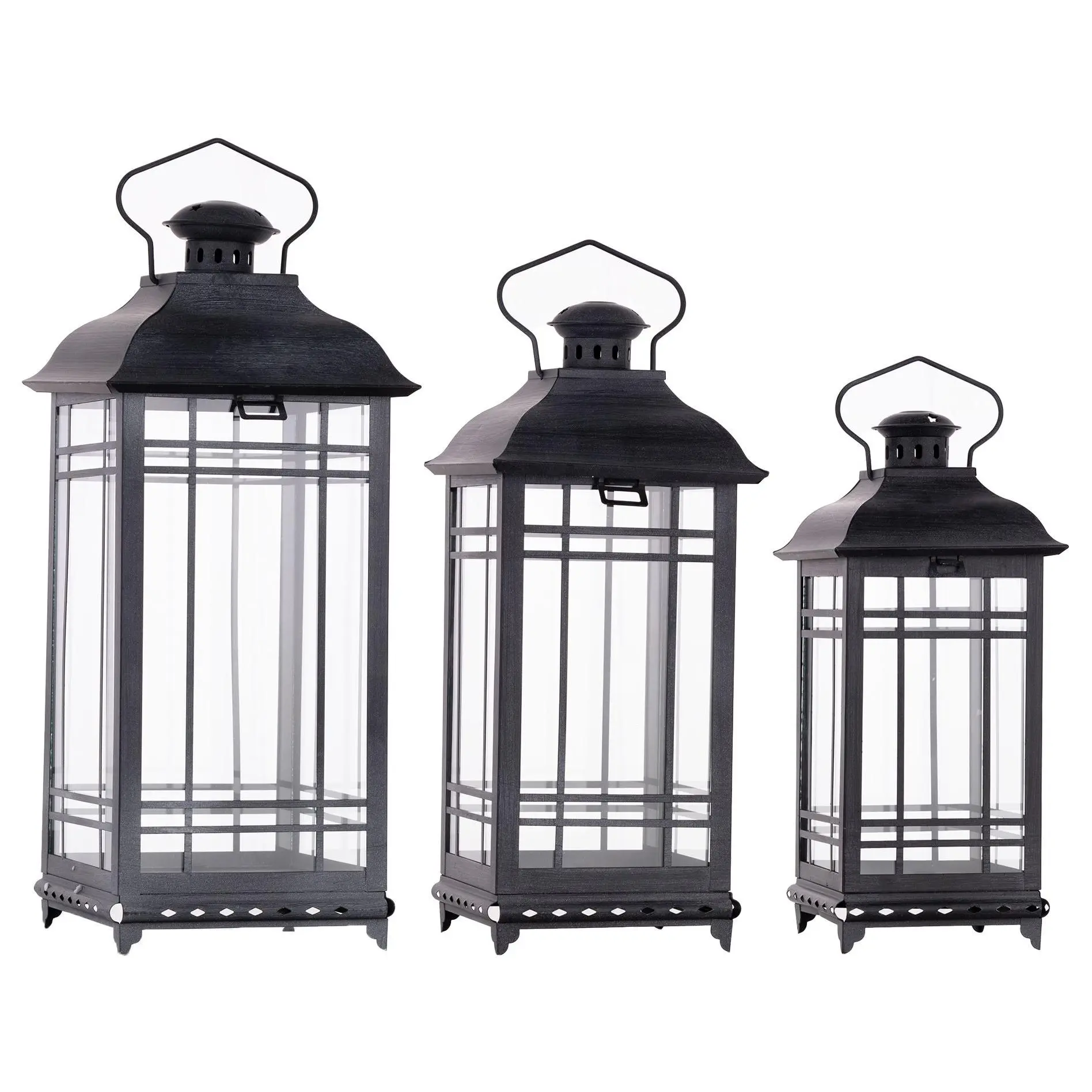 Melrose Traditional Metal Lantern (Set of 3)