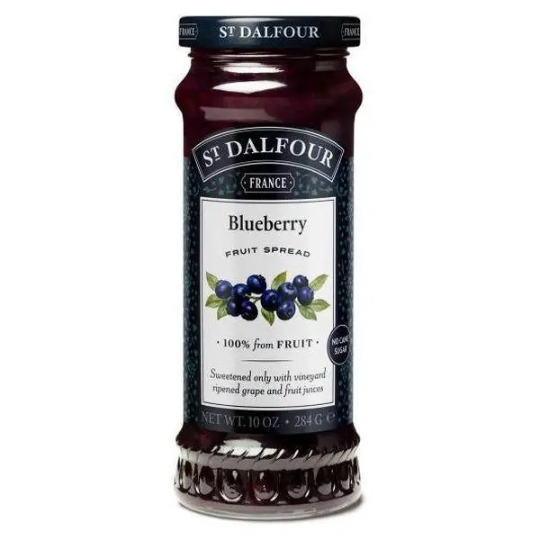 Nuts To You St. Dalfour Blueberry Fruit Spread 100% Natural Ingredients No Cane Sugar French Recipe Wild Blueberries Sweetened with Grape Juice Concentrate