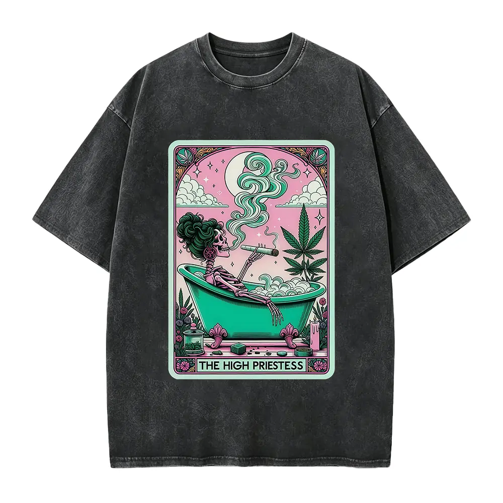 The High Priestess Tarot Card Funny T-Shirt, Witchy Graphic Shirt, Sarcastic Skeleton Tee, Mystical Mom Shirt