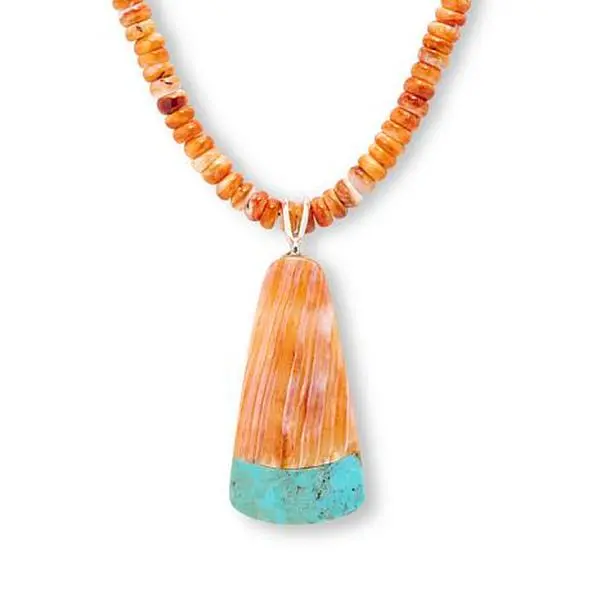 Mine Finds by Jay King Spiny Oyster Shell and Royal Blue Turquoise Pendant Necklace