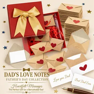 DIY Father's Day Love Note Kit - 60 Reasons Why I Love You - Meaningful Gift for Dad & Grandpa - "Open When" Notes with Premium Gift Box Themed Gift Box Beautiful Gift Box、Birthday Gift Box Diy Gift Basket、Father's Day gift、graduation gifts Satin