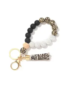 Cheetah Beaded Keychain