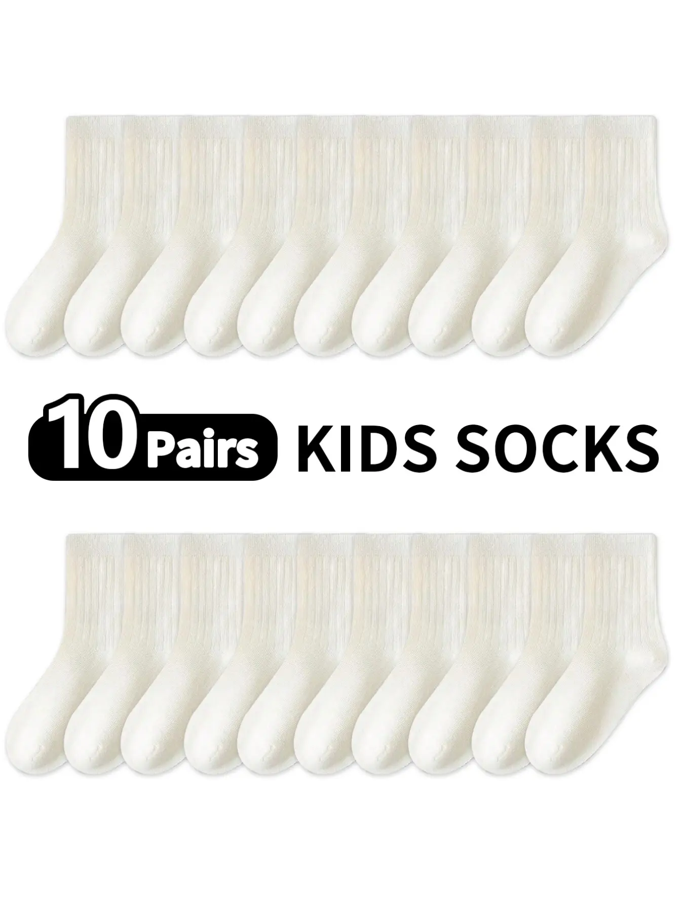 10 Pairs Children Socks Kids Socks Plain Color Boys Girls Toddler Knee High Cute Versatile Casual Daily Wear