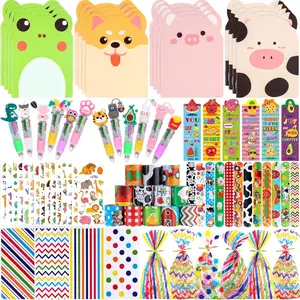 Stationery party favors, 24-piece children's birthday gift bags containing multi-colored pens and mini notebooks, suitable for gift bag fillers.