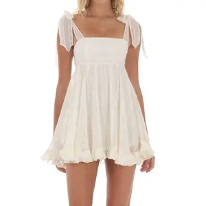 Women Sleeveless Mini Dress Casual Summer Striped/Floral Print Backless A-Line Party Dress for Beach Streetwear