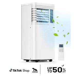【SummerVibes】COWSAR 8,000 BTU Portable Air Conditioners Cool Up to 350 Sq.Ft, 4 Modes Portable AC with Remote Control, LED Display, 24Hrs Timer, Installation Kits for Home/Office/Dorms, White