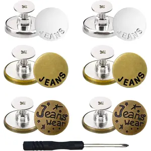 20 Counts Replacement No Sew Jean Buttons Adjustable Metal Snap Buttons Random Styles