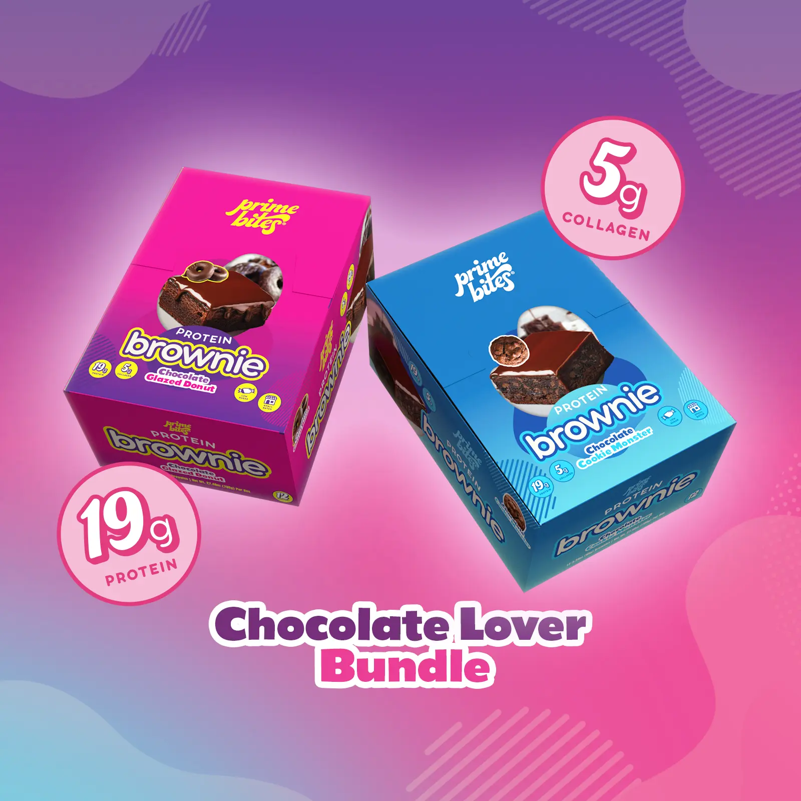 Prime Bites Chocolate Lover Bundle - Glazed Chocolate Donut & Cookie Monster Protein Brownies Prime Bites Chocolate Lover Bundle - Glazed Chocolate Donut & Cookie Monster Protein Brownies