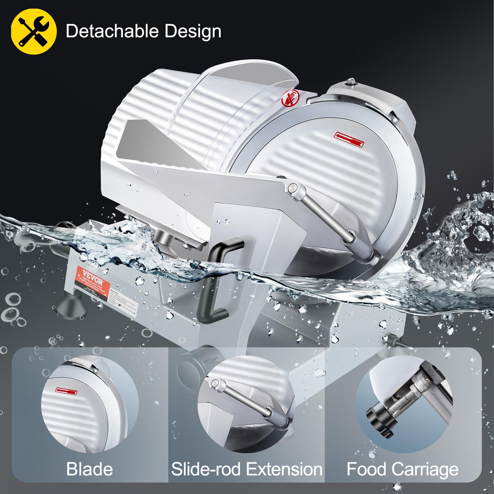 【Spotlight Day】VEVOR 240W Commercial Meat Slicer, Electric Deli Food Slicer, 10" Carbon Steel Blade Electric Food Slicer, 350-400RPM Meat Slicer, 0 - 0.47 inch Thickness Adjustable for Commercial and Home Use