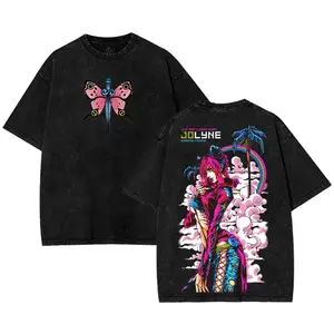 Jolyne Cujoh Stone Ocean Jojo Shirt Japanese Anime Double-Sided Print Washed JoJo Part 6 Heavyweight Gift for Fans shirts men graphic tee Top Cotton Fabric