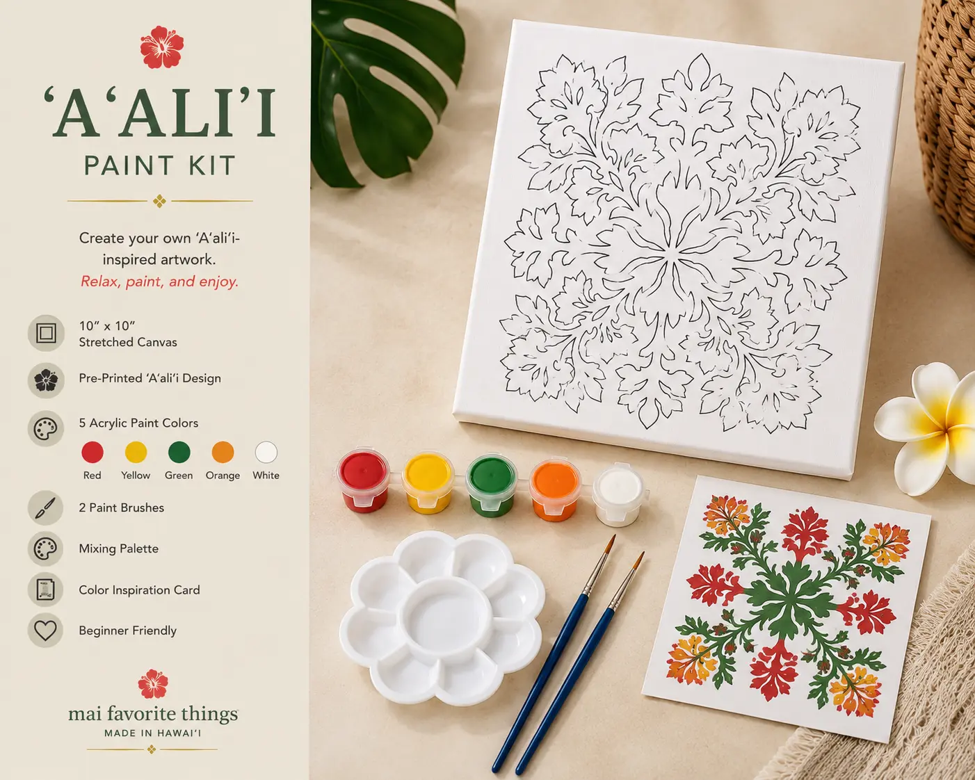 DIY Painting Supplies 'A'ali'i Paint Kit for Kids & Hobbyists, Creative Craft Activity Set