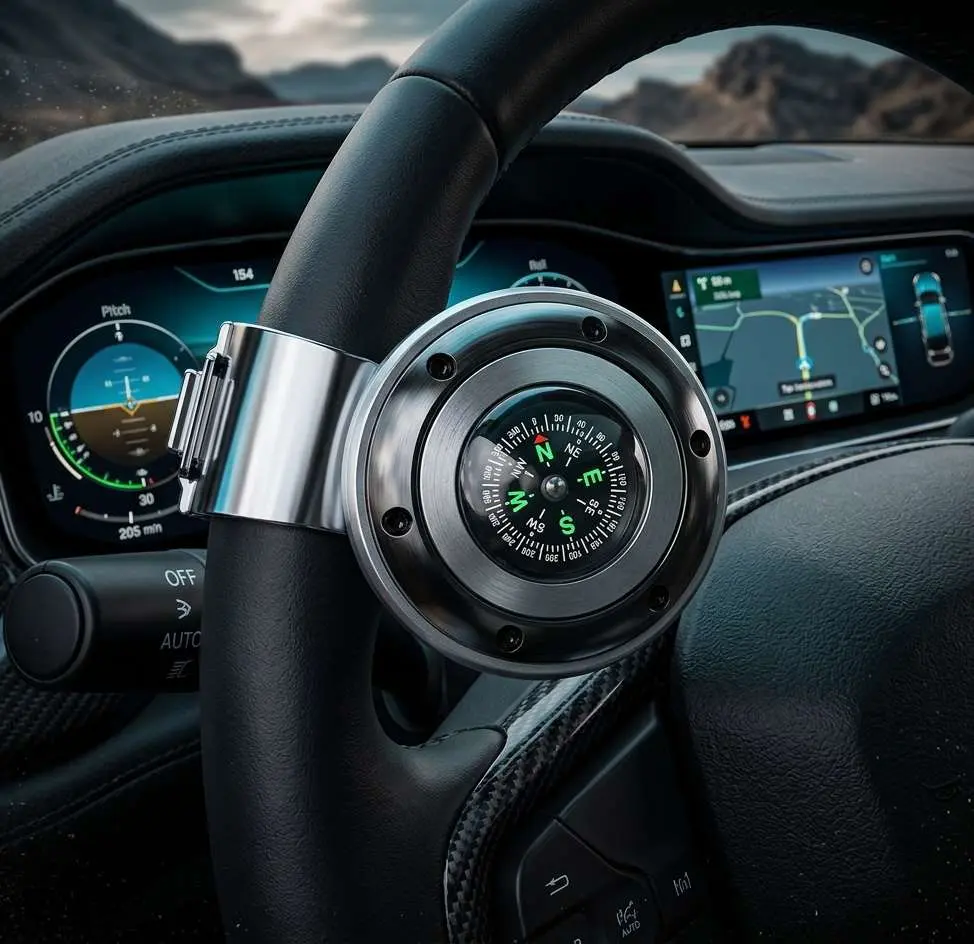 Plastic Universal Car Steering Wheel Auxiliary Knob with Built-in Compass Feature, Easy Installation, Smooth Rotation, Automotive Interior Accessory for Car Owners to Enhance Driving Experience