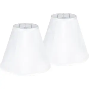 White Bell Lamp Shades Set of 2 Meduim Lamp Shade for Table Lamp 6"Top x 13"Bottom x 9.8"High(Spider)Fabric Replacement Lampshade for Bedside Lamp -Side Ribbing Imperial Shade,Assembly Required