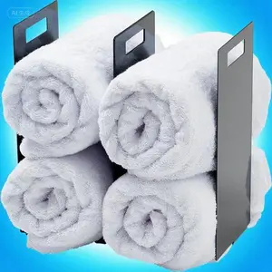 Black Interlocking Tower Towel Holder Set - Space-Saving Bathroom Organizer - Stackable Towel Rack for Kitchen & Bath - Reusable Durable Storage Solution - Foldable Cloth Shelf for Home Steel Stainless