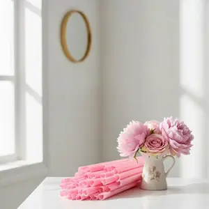 100pcs Heart Shaped Pink Straws Disposable Drinking Cute Straw Individually Wrapped Pink Plastic Straw Galentines Day, Cocktail, Birthday Party, Bridal Shower, Wedding Decorations    [valentines decor for 2026]