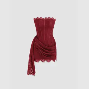 Cider Lace Tube Tie Back Mini Dress