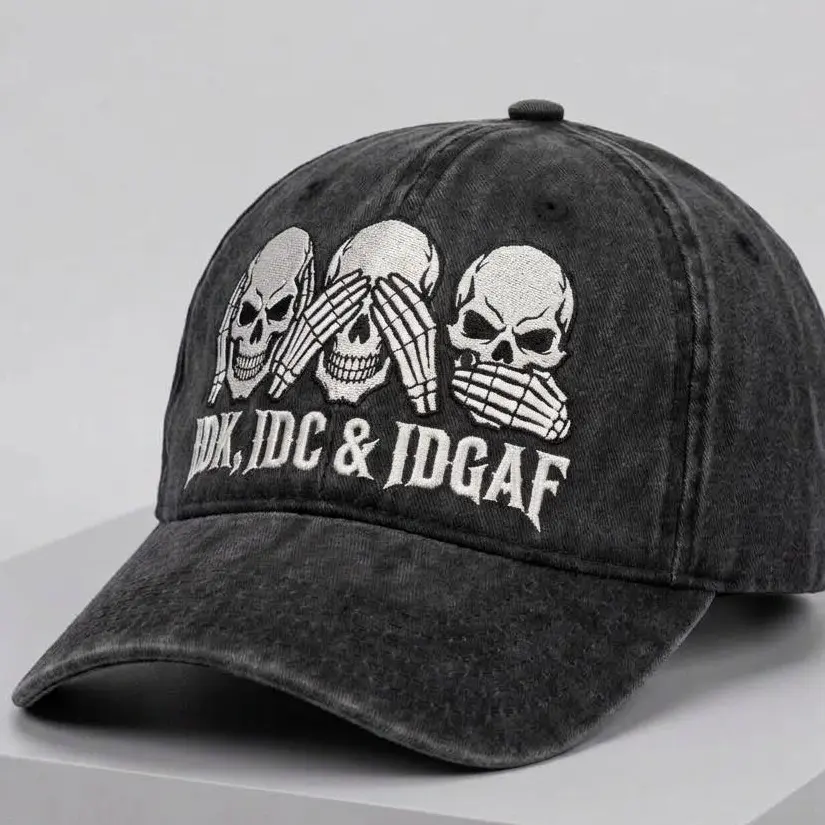 IDK, IDC IDGRAF wash Hat Mid Crown Adjustable Cap Perfect Gift For Dad Low Profile Dad Hat Pigment Dyed