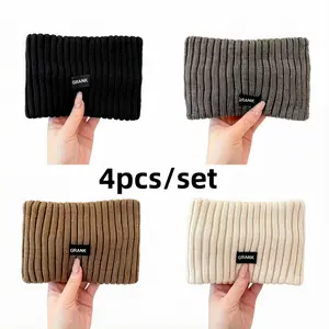 4Pcs Soft Elastic Solid Color Headbands Zigzag Fringe Ear Warmer Covers Unisex Sports Hair Accessories Warm Headwear for Winter Daily Formal Casual Use