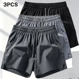 Three piece drawstring men's shorts, featuring a casual everyday style, the drawstring design fits snugly, zippered pockets are practical and convenient. The fabric is lightweight and breathable, suitable for men who enjoy a relaxed casual lifestyle, whet