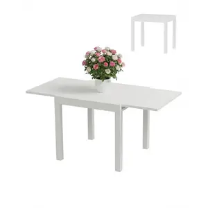 Garvee Extentable Outdoor Dining Table Set for 4-6 Persons, 31.5-63 in Expandable Patio Table, Rectangular Aluminum Frame, Woodgrain Tabletop, for Person Porch Deck Garden,White