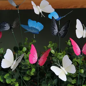 10 outdoor garden decorative inserts, waterproof PVC color simulation butterfly decoration, wedding party decoration desktop layout, courtyard potted decoration.