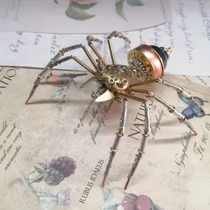 [Steampunk Mechanical Puzzle Spider] Christmas Steampunk Mechanical Puzzle Insect - Handmade Metal Assembly Jumping Spider Crafts Ornaments - Creative Funny Toys Decoration Birthday Gifts