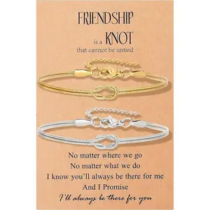 Best Friend Bracelet Love Knot Matching Bracelets for BFF Friendship Long Distance Bracelet for 2/3/4/5/6 Birthday Christmas Jewelry Gifts