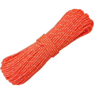 2mm Fluorescent Reflective Guyline Camping Paracord Ultralight Thin Cord Rope for Tarp Rain Fly Tent Camping, 65 Feet Orange
