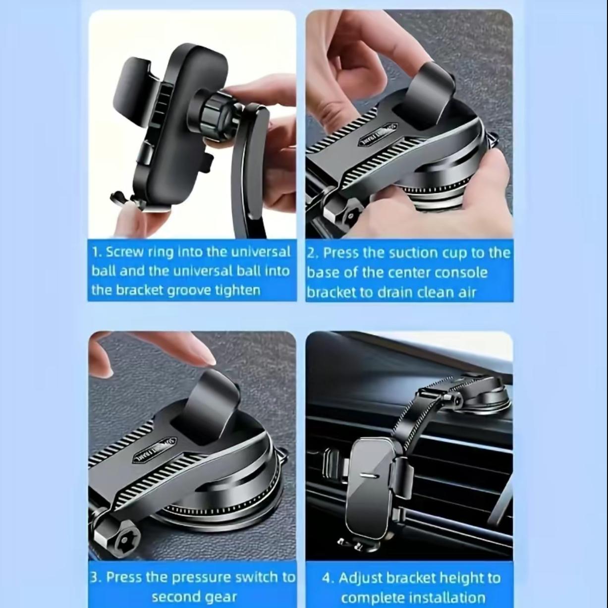 360° Rotating Car Dashboard Suction CupPhone Holder - Quiet Adjustable NavigationMount, ABS Material, Strong Suction Base, Hands-Free Smartphone Holder, Suitable for VehicleVentilation Adjustable Folding Magnetic PhoneHolder