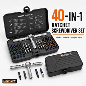 40 in 1 DlY Screwdriver Set,1 Set SwitchableScrewdriver Shape Magnetic Screwdriver Set,Compact and Portable Ratchet Screw0driver SetHome Repair Tool Box