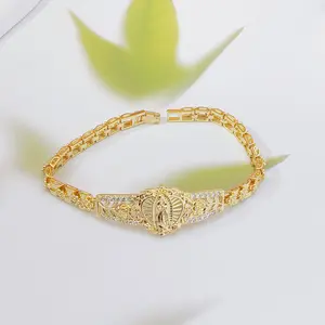 Gold-plated copper hollow flower Virgin Mary bracelet Thanksgiving gift