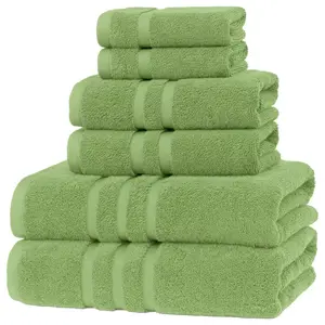 Veteran Textile LLC - 6 Pieces-Turkish Cotton - Luxury Towel Set for Bathroom & Kitchen, 2 Bath Towels, 2 Hand Towels & 2 WashCloths *Valued $79.99* (Sage Green)