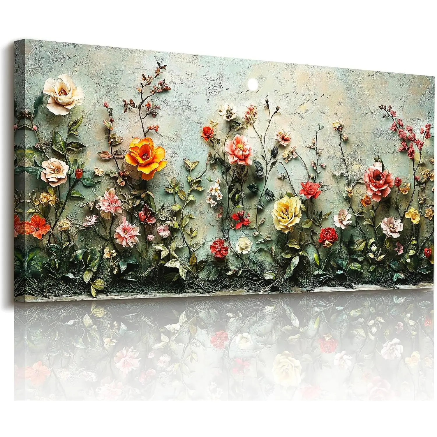 imjiayu Floral Wall Art, Large Wall Decor, Rose Wall Art, Vintage Flower Field Painting, Wildflower Landscape Canvas Prints, Nature Pictures for Living Room Bedroom Kitchen Home Decorat