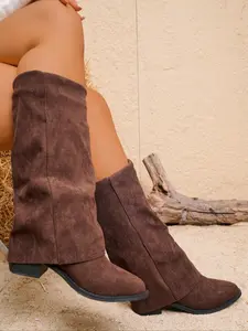 Women's Fashionable Solid Color Boots, Casual Comfortable Boots for Daily Wear, Trendy All-match Boots for Women & Girls, Walking Shoes