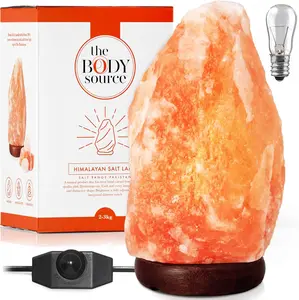Himalayan Salt Lamp 10-12 Inches (11-15lb)| Includes Dimmer Switch| Natural Salt Rock Lamp with Handcrafted Wooden Base & Night Light (Bulb Replacement)