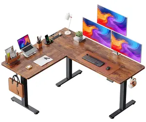 Huuger Modern L-Shaped Corner Standing Desk, 63x55-Inch Height-Adjustable Office Desk with Power Outlets for Home Office Work and Study Huuger Modern L-Shaped Corner Standing Desk, 63x55-Inch Height-Adjustable Office Desk with Power Outlets for Home Office Work and Study
