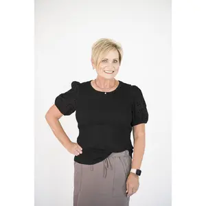 Bailey Eyelet Sleeve Top in Black