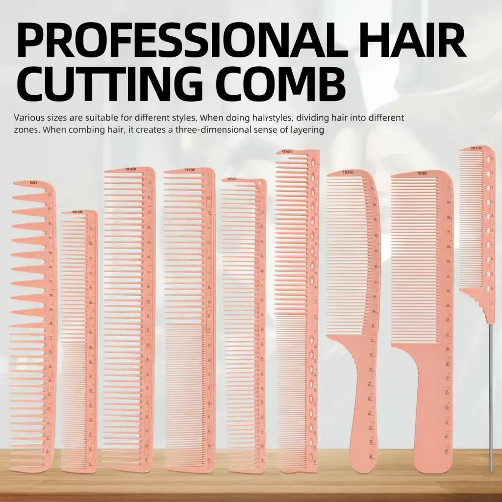 9-Piece Durable Plastic Bristles Hair Styling Set - Haircut Combs, 21 cm Long, 9 cm High, ABS-Infused Graduated Detangling Aid for Normal Hair Grooming, Salon Use sohochic