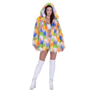 Electric Frost Hooded Fur Coat