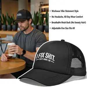 Mechanic Trucker Hat| Men's Hats,Men's Hats Workwear Beach Essentials Hat , Men & Women Beach Essentials Casual Cap,trucker hats men,i fix thing hats,hats for men,black cap baseball, adjustable casual hat