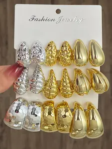 Women's Silver Color Water Drop Earrings Set, Elegant Party Jewelry Gift, Daily Wear Fashion Accessories, Fashionable Earrings, Dangle Earrings Set