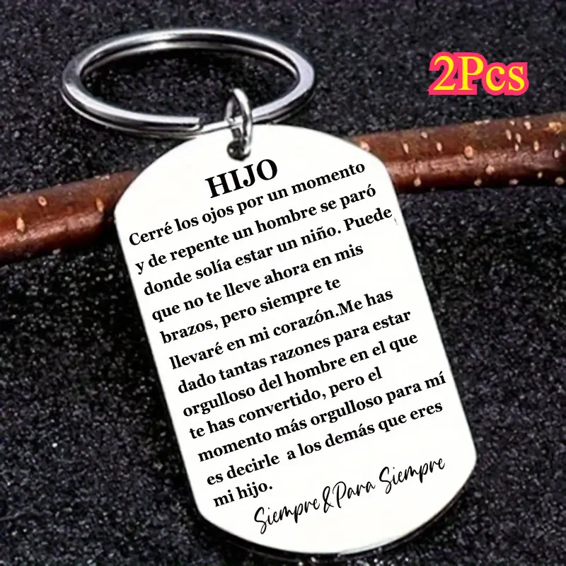 Men's Minimalist Metal Keychain Set with Chain Attached and Engraved Slot - Birthday Gift Ideas for Son, Custom Engraving Keychains