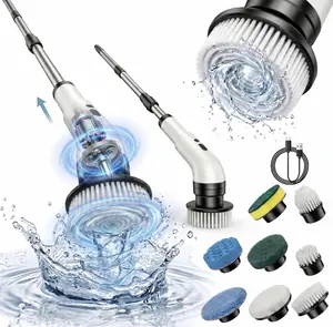 【Mother's Day gift】Electric Spin Scrubber Cordless Shower Scrubber lPX7 Waterproof Multi-Surface Cleaning Brush with 9 Brush Heads Long Battery Life Adjustable Speed Extendable Handle for Bathroom Kitchen Durable Cleaning Helper Utensils Spin Mop