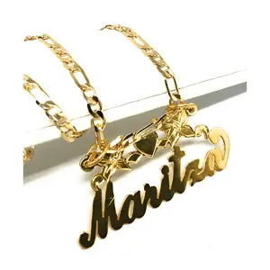 Gold Plated Silver CUSTOMIZED CURSIVE BUTTERLFY Nameplate Necklace With Chain