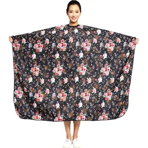 Professional Hair Stylist Color Cape Shampoo&Cutting Hairdressing Capes with Snap Closure, Rose Flower Waterproof Hairdresser Cloth Barber Gown Wrap, 55"x63" (Rose)